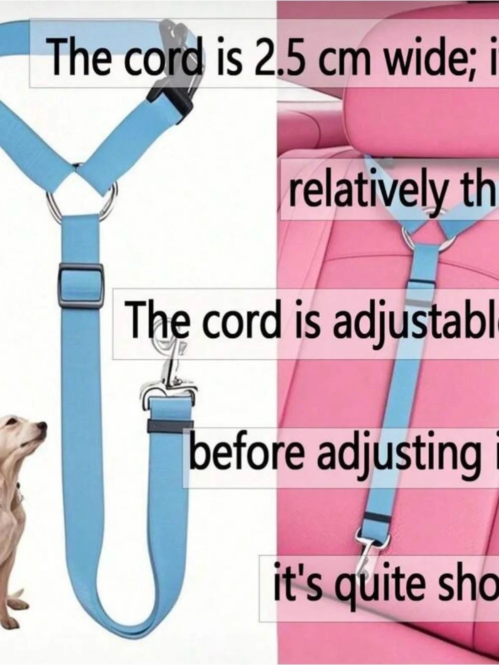 Dog Car Safety Leash Harness - two available pink and blue and they are $12 each